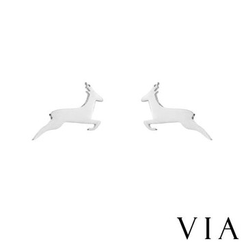 【VIA】動物系列 飛奔的小鹿造型白鋼耳釘 造型耳釘 鋼色