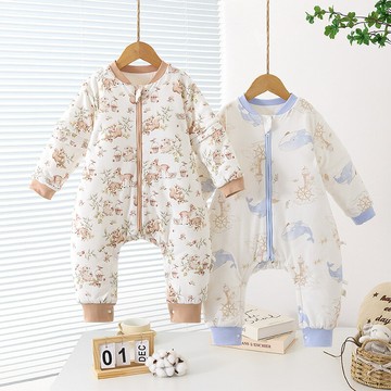 嬰兒恒溫睡袋加棉秋冬120克夾棉寶寶分腿睡衣新生兒拉鏈式多功能鑫弘-萌寶童裝可開發票