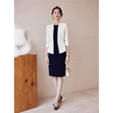 詩璐雅氣質職業連衣裙主持人美容院經理職業裝西裝外套長袖兩件套