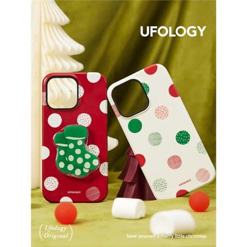 Ufology原創圣誕波點適用iPhone14promax手機殼12蘋果11菲林13全包15promax二合一菲林16promax