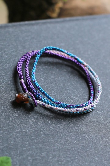 春秋全手工編繩 | 瑪瑙原石扣 | 三圈幸運手繩 項鏈繩 | 一物一圖