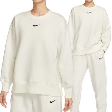 Nike As W Nsw Phnx Flc Os Long Cre 長袖 女款 米白色 大學T FZ4271-133