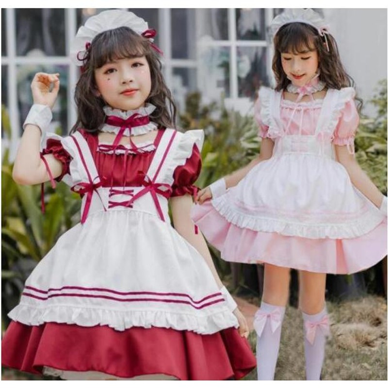 メイド服 キッズ子供服 女の子 コスプレ ロリータ ドレス lolita