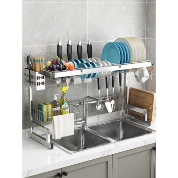 不銹鋼廚房水槽置物架臺面多功能碗架碗碟瀝水架水池上碗盤收納架