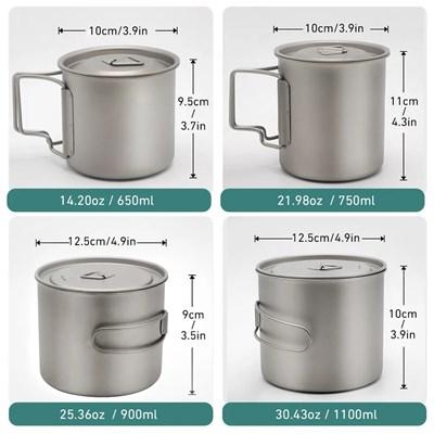 キャンプマグカップチタン 食器 調理器具 食器付き屋外キッチン用品 ツーリング調理器具 カップ