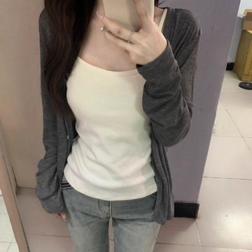 【2026春夏新款 薄款天絲開衫 防曬衣 防曬衫 女 韓版慵懶風 V領 針織空調衫 外套 tencel 天絲 防曬外套