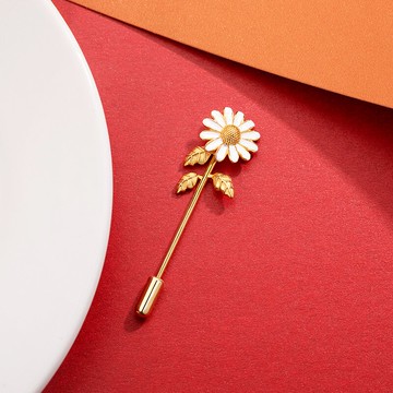 可愛森系S925純銀小雛菊西服胸針防走光太陽花百搭氣質簡約銀配飾