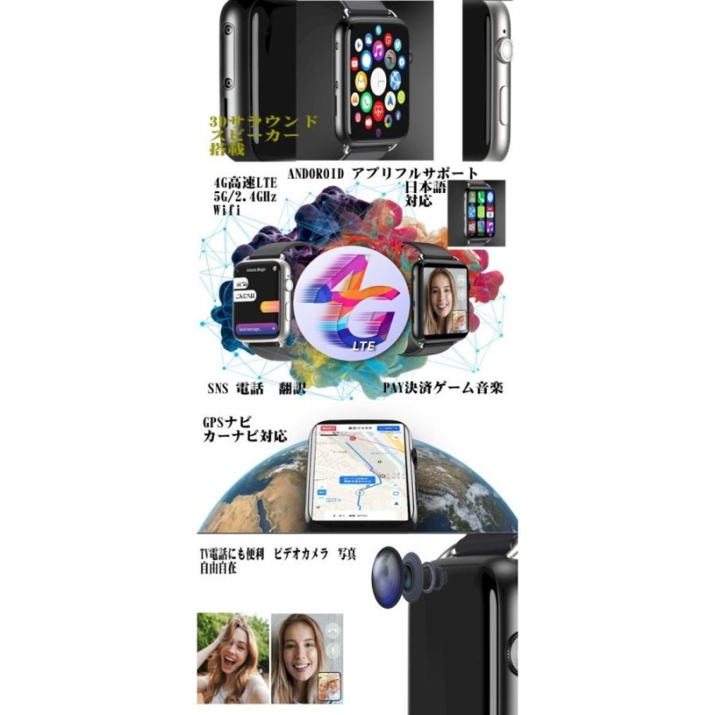 スマートウォッチ 新製品 4G LTE GPS 電話 Cellularモデル 44mm