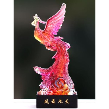 (免運)古法琉璃鳳凰擺件鳳舞九天工藝品家居客廳裝飾擺設結婚喬遷禮品