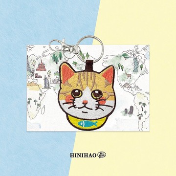 雙面刺繡鑰匙圈-奶油貓