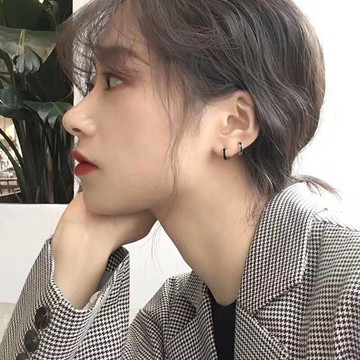 黑色圈圈耳環女學生韓版簡約冷淡風氣質個性網紅耳圈耳扣潮禮物