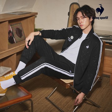 【LE COQ SPORTIF 法國公雞】男款黑色吸濕排汗針織運動長褲LWV81571