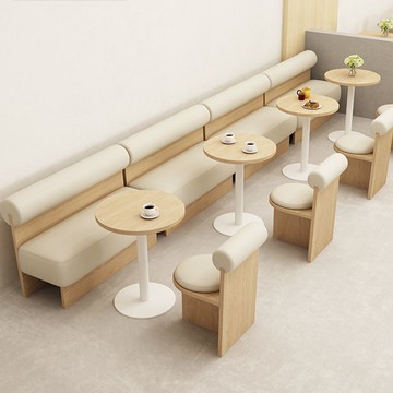 【台灣公司 可打統編】網紅奶油風奶茶店卡座咖啡廳休閑桌椅組合烘焙店休息區書吧沙發 b7241