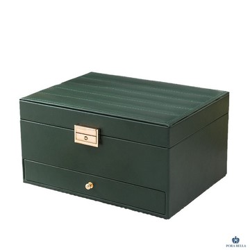 新款皮質首飾盒珠寶盒 抽屜式飾品盒 防水防潮收納盒 可上鎖 FACC-724