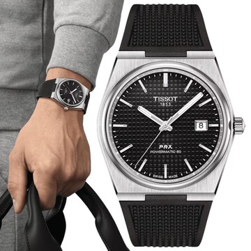 TISSOT天梭 官方授權 PRX系列復古簡約機械腕錶-黒 新年禮物 推薦 送禮 40mm/T1374071705100