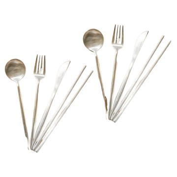 蝸牛生活 Cuisine de Maman 經典餐具 2人組  1套  湯匙 + 筷子 + 叉子 + 刀子  啞光銀