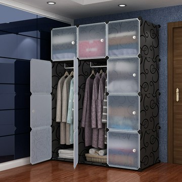 ??快速出貨?? 公司貨 常規款潔然簡易塑料衣柜掛衣桿無門環加固組裝衣服柜學生宿舍衣柜