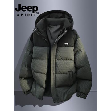 JEEP吉普棉衣外套男款冬季加厚保暖羽絨棉服寬松休閑連帽棉襖上衣