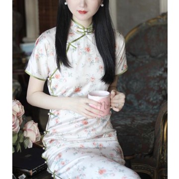 山嵐薔薇丨旗袍年輕款少女氣質高端民國復古日常清新夏季短袖長款