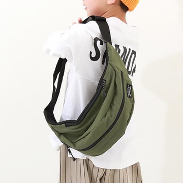 日本 devirock - 飽和色大容量側揹腰包(親子通用)-橄欖綠 (約17x43x11cm)