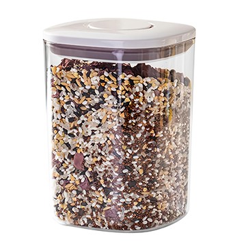 寵物密封儲糧桶 小口徑長方款  透明色/白色  1個  1L