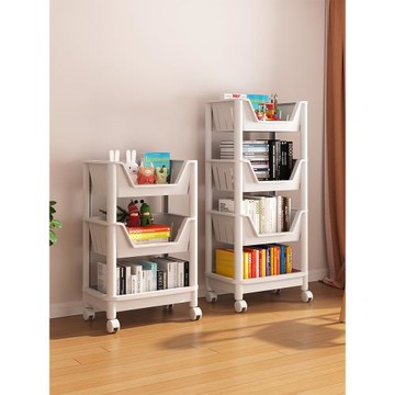 書架置物架帶輪可移動小推車簡易書柜兒童閱讀書本零食收納儲物架
