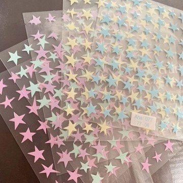 💗台灣出貨💗美甲貼紙ins網紅橡皮粉星星五角星日系y2k甜酷辣妹3D背膠指甲貼花