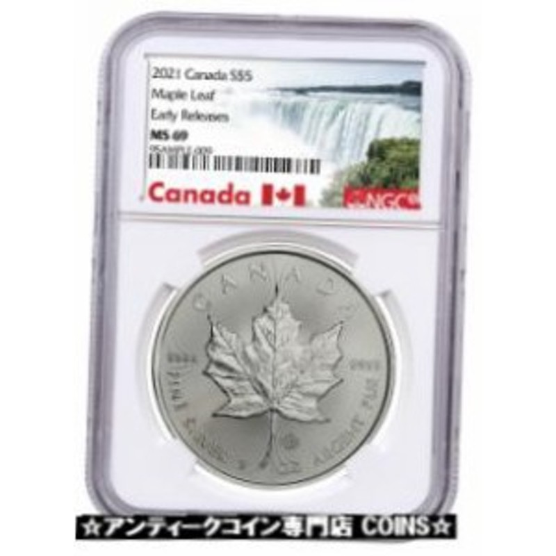 アンティークコイン 2021 Canada 1 oz Silver Maple Leaf $5 Coin NGC