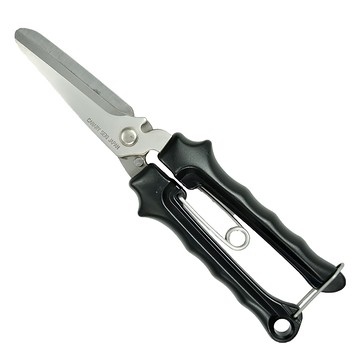 CANARY 長谷川刃物 剪刀大力士 多用途附齒剪刀 直刃 刀長65mm 總長215mm 不鏽鋼材質  黑色 + 銀色  1支