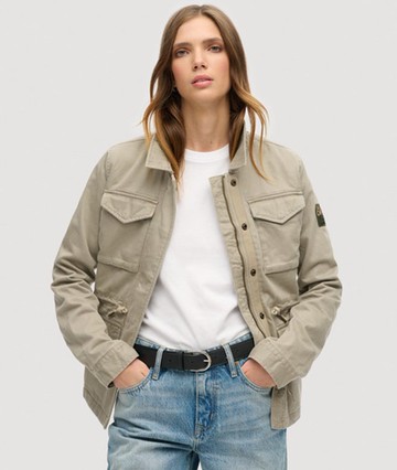 Superdry Women's Women's Embroidered M65 Military Jacket Khaki / Vintage Khaki - Size: 14 Size: 10