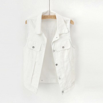 WIT#背心 坎肩無袖馬甲 無袖外套背心❤️春秋款牛仔馬甲女春秋季2025新款洋氣白色短款修身百搭潮背心外穿上衣女