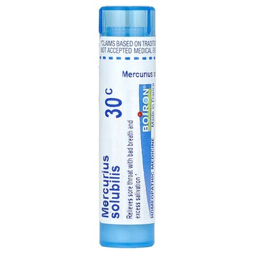 Boiron, 稀釋銀汞，30C，喉嚨痛緩解，約 80 粒