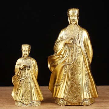 純銅孔明諸葛亮擺件家居客廳書房桌面裝飾擺設諸葛孔明銅工藝品