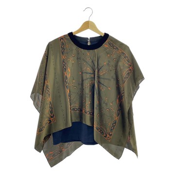 sacai  Dr. Woo 頭巾圖案 T 卹 | 1 碼 | 卡其色藏青色 | 女款