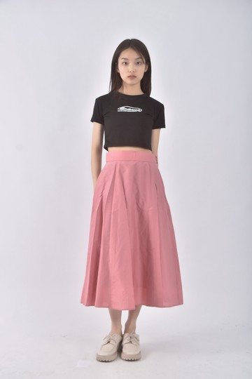 (M) kumikyoku質感棉質粉色長裙