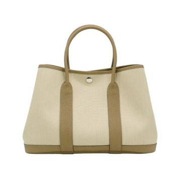 Hermes 展示品 Garden Party 30 帆布手提花園包(S2風衣灰/米白)