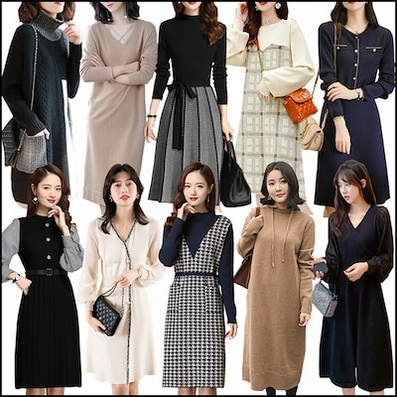 新品高品質ワンピース秋冬先着限定saleニットワンピース 韓国ファッション着痩せワンピース限定発売上品着回し抜群vネック セーターニットドレスロングスカート 通販 Lineポイント最大get Lineショッピング