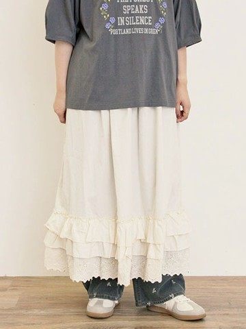 甜感蕾絲下襬荷葉層次造型長裙(0F001121610) - Samansa Mos2