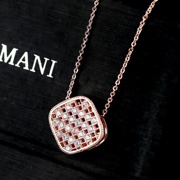 純銀項鍊 鍍18K金鑲鑽吊墜-優美氣質個性七夕情人節禮物女飾品2色73dn9【獨家進口】【米蘭精品】