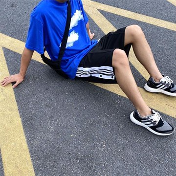 HELIPORT停機坪排扣短褲男女夏季黑白條紋五分褲寬松百搭休閑褲子