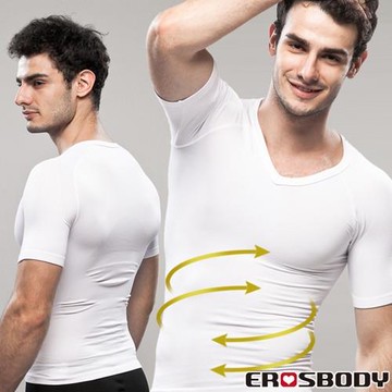 EROSBODY艾若斯健美 男士健身短袖塑身內衣 (白色)