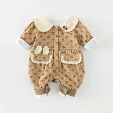 嬰兒秋季衣服新品長袖女寶寶連體衣秋裝新生兒外出服哈衣廠家批發鑫弘-素時衣櫥