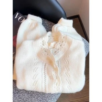 chao級推薦！軟糯馬海毛針織衫女早秋2024年新款溫柔氣質減齡毛衣