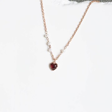 石榴石925純銀融心珍珠項鍊