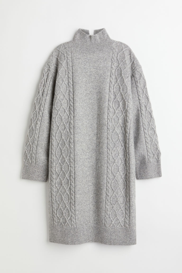 H & M - MAMA 絞花針織洋裝 - 灰色