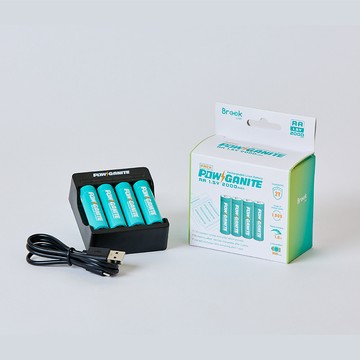 電池相關 【Brook Livin】POWGANITE 耐能鋰離子充電電池 (含專用充電器+3號電池4入)