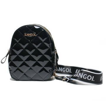 KANGOL KANGOL 後背包 金屬銀 黑 亮皮 菱格紋 小型後背 6055320520 6055320516