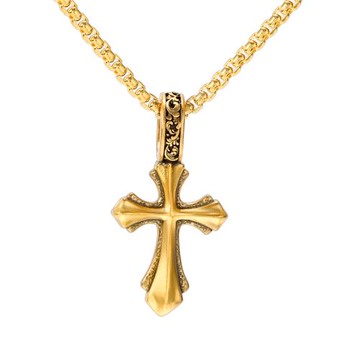 GRGR  S925純銀古銅色十字架吊墜項鏈男嘻哈歐美復古金色鎖骨鏈女