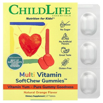 ChildLife Essentials, 多維生素軟糖，天然橙味，27 片