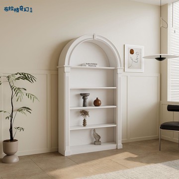 免運 公司貨 書架 置物架 法式奶油風書柜法式客廳拱形復古書架展示柜玄關柜中古美式收納柜 可開發票 全館五折 工廠現貨直銷 新品特價 b11181